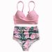 Women's Clothing New Steel Support Gathered High Waist Slim Sexy Printed Split Bikini_ecoleips.com