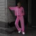 2025 Casual Autumn Women's Suit Solid Color Long Sleeve Cardigan Hat Top Sports Pants Two-piece Set_ecoleips.com