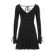 WG253 European And American Cross-border Women's New V-neck Low-cut Long-sleeve Ruffled Slim-fit Elegant Dress Sho_ecoleips.com