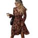 Aria Basics Aria Basics Foreign Trade European And American Women's Clothing 2025 Autumn Fashion V-neck Long Sleeve Leaf Pattern_ecoleips.com
