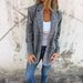 2025 Autumn Winter Cardigan Jacket Women Casual Fashion Houndstooth Lapel Blazer_ecoleips.com