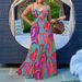Plus Size Women's Suspender Sexy Printed Sleeveless Backless Dress_ecoleips.com