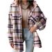 Aria Basics 2025 European And American Style Women's Flannel Plaid Jacket Long Sleeve Autumn Button Color Block Hooded Coat_ecoleips.com