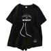 Women's Casual Letter Print Shorts & T-Shirt Lounge Set - Loose Fit Comfy Two Piece Outfit For Home, Travel, Streetwear_ecoleips.com