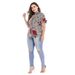New Plus Size Women's Clothing, Printed Fitted Top For Plus Size Women, Short Sleeved Shirt With Straps_ecoleips.com