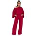 Women's Elastic Pleated Batwing Sleeve One Piece Wide Leg Pants Set with Pocket European American Style Clothing_ecoleips.com