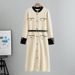 Women's Clothing Spring New Women's Bottoming Skirt A Line Skirt Fashionable Temperament Knitted Cardigan Mid Length Dress_ecoleips.com