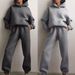 Women's Clothing Solid Color Hooded Sweatshirt Trousers Casual Fashion Set_ecoleips.com