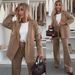 Men's Slim Fit Casual Suit Set - Long Sleeve Blazer & Trousers With Belt - Streetwear Office Outfit (Khaki, Beige, Dark Brown, Black)_ecoleips.com