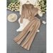 Women's Fashion Knitted Two-Piece Set Long Sleeved Stand Collar Sweater And Wide Leg Pants Loose Fit For Spring And Autumn_ecoleips.com