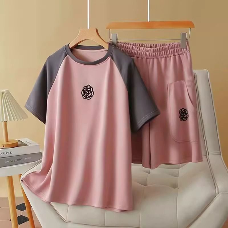 European Fashion Casual Sportswear Suits For Women Summer New Style Slim Loose Short Sleeved Shorts Two Piece Suit_ecoleips.com