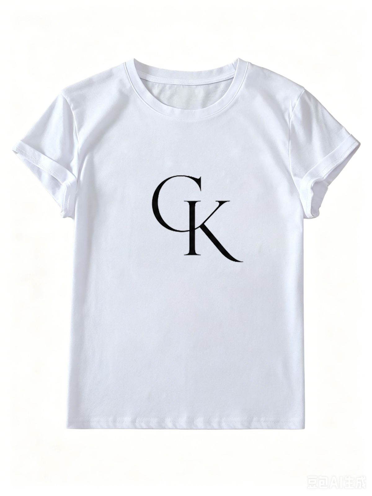 Women's Minimalist Logo Print White T-Shirt, Casual Crew Neck Short Sleeve, Loose Fit Cotton Tee For Daily Wear_ecoleips.com
