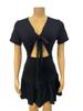 Sexy Cropped Solid Color Dress For Women Strappy Low Cut Style Short Sleeved Women's Clothing_ecoleips.com