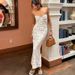 European And American Women's Fashion 2026 Summer Best-Seller Sexy Lace Patchwork Strapless Backless Long Slim-Fit_ecoleips.com
