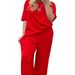 Women's Spring/Summer Two Piece Set Crew Neck Long Sleeve Top High Waisted Wide Leg Straight Leg Pants_ecoleips.com