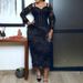 Women's Elegant Lace Long Sleeve Wrap Bust Dress | Fringe Detail & High Waist Office-to-Evening Gown (Black, S-4XL)_ecoleips.com