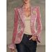Fashionable Digital Print Blazer For Women - Long Sleeve Lapel Jacket With Flutter Sleeves - Trendy Streetwear In Pink (S-Xxxl)_ecoleips.com
