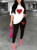 Women's Casual Loose And Fashionable Heart-shaped Pattern Print Loose T-shirt+cropped Pants Two-piece Home Sportswear Daily Wear-240_ecoleips.com