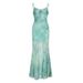 Light Green Butterfly Print Mesh Sundress Women's Summer Beach Vacation Casual Mermaid Bodycon Long Dress Thin Suitable for Warm Weather_ecoleips.com