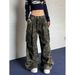 Spring 2027 Fashion American Retro Hip-Hop Cargo Jeans Women Cotton Low Waist Wrinkled Multi Pocket Camouflage Workwear Wide Leg Denim Pants_ecoleips.com