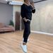 Women's 2-Piece Set Casual Knit Tracksuit With Striped Detail, Long Sleeve Zip-Up Jacket And Lounge Pants For Fall_ecoleips.com