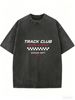 Women’s Retro Washed Oversized Tee, Casual Street Fashion T-Shirt For Daily Urban Wear_ecoleips.com