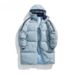 Unisex Long Padded Coat Winter Jacket With Polyester Fill, Loose Fit, Stand Collar, Zip Closure (Blue, Navy, Beige)_ecoleips.com