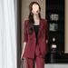 Early Casual Suit For Women 2025 Spring Summer New Korean Style Professional Blazer Wide-Leg Pants Two-Piece Set_ecoleips.com