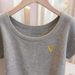 Women's Grey Short Sleeve Knitted T-Shirt Slim Fit Beautiful Top Petite Spring Summer New_ecoleips.com