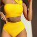 Strapless Hollow-Out One-Piece Swimsuit High-Waisted Bikini Solid Color Sexy Women's Clothing_ecoleips.com