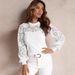 Elegant Lace-Inset Long Sleeve T-Shirt – Breathable Office-to-Evening Blouse For Women_ecoleips.com