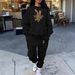 Women's Clothing Fleece Lined Two Piece Set Crew Neck Casual Printed Sweatshirt Set_ecoleips.com
