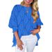 Women’S Floral Print Round-Neck Blouse – Summer Ruffle Sleeve Top With Artistic Draping (5 Vibrant Colors, Relaxed Fit, Breathable Polyester)_ecoleips.com