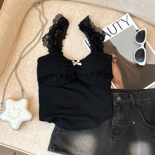 American-style Sexy Top Pure Allure, Lace Halter Neck, Low-cut Camisole For Women, Summer, With Chest Pads, Sexy,_ecoleips.com