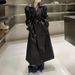 Women's Oversized PU Leather Trench Coat - Edgy Longline Faux Leather Jacket With Belt & 3D Effect_ecoleips.com