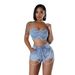 Women's Clothing Ins Pearl Diamond Chain Denim Suspender Vest Shorts Suit Sexy Hot Girl Two Piece Suit Female_ecoleips.com