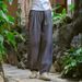 Johnature Women Vintage Solid Color Long Pants Linen Elastic Wasit 2025 Spring New Trouser Pockets Loose Women Straight Pants_ecoleips.com