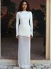 JULISSA MO Patchwork See Through Mesh Women Maxi Dress White Long Sleeve Round Neck Dress Autumn New Elegant Party Evening Dress_ecoleips.com