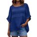 Women's round Neck Casual Top Three Quarter Sleeve Loose Fit Independent Website Summer New Style_ecoleips.com