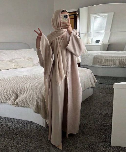 Modest Abaya Dress/Muslim Dress Women Elegant Muslim Abaya Dress With Open Front Design - Modest Long Sleeve Maxi Dress ,Pure Color, S-XXL_ecoleips.com