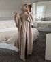 Modest Abaya Dress/Muslim Dress Women Elegant Muslim Abaya Dress With Open Front Design - Modest Long Sleeve Maxi Dress ,Pure Color, S-XXL_ecoleips.com