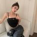 Hot Girl's Strapless Ultra-short Leather Strap Top, Stylish Design Women, Suitable For Summer Outerwear Or Layering,_ecoleips.com