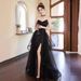 Women's Clothing Black Sequined Halter Evening Gown Party Dress Art Exam Performance Spring_ecoleips.com
