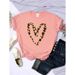 Cross-border Fashion Clothing New Casual Leopard Heart Print Women's Short-sleeve T-shirt For Summer_ecoleips.com