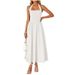Women's Clothing Sleeveless Halter Neck Off Shoulder Pleated High Waisted Dress With Pockets Fashion_ecoleips.com