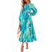 Women's Dress With Tie Print, Long-Sleeved, Elegant And Stylish Long Dress_ecoleips.com