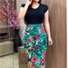 Cross-border Wish New 2025 Autumn European And American Color-Block Floral Bodycon Dress Plus Size Women's_ecoleips.com