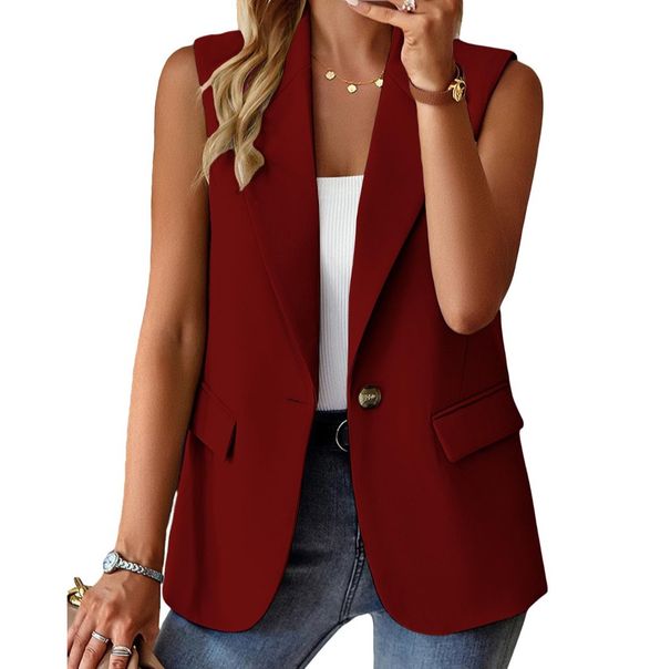 New Sleeveless Blazer Women's Casual Office Jacket - Lightweight Loose Fit, Notched Lapel, Multiple Colors_ecoleips.com