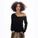 Aria Basics Aria Basics European And American 2025 Spring New Off-Shoulder Sexy Pullover Long-Sleeve Knit Sweater_ecoleips.com