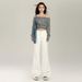 Women's Clothing Korean Style Fleece Lined Wide Leg Flared Jeans Versatile Denim Classic Hot Style For Autumn Winter Regular Fit Solid_ecoleips.com